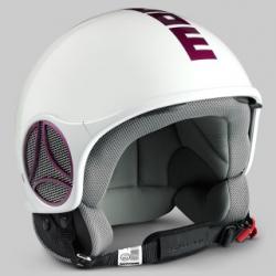 Prilba Momodesing Minimomo lesklá biela s fialovým logom